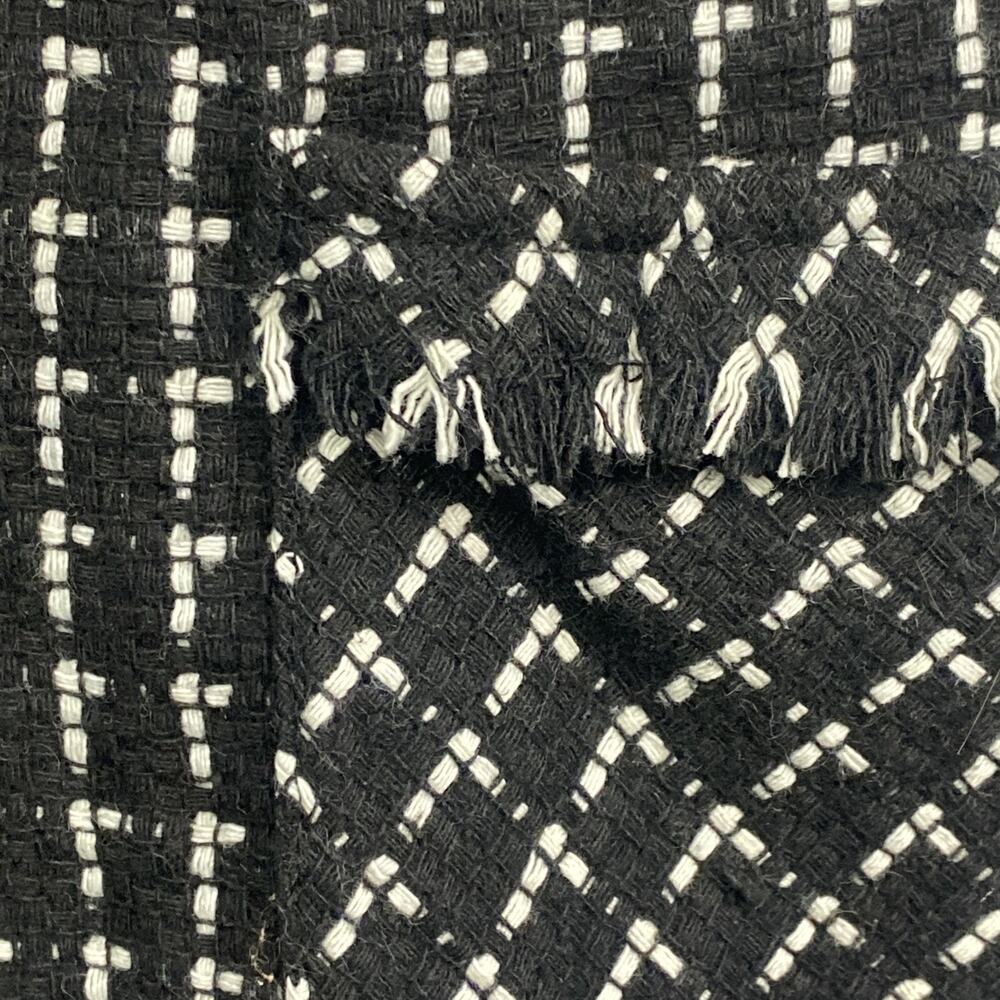 Judy Bond Blazer Womens 16 Tweed Black Check Jacket Fringe Boucle Office Boxy - Picture 6 of 13